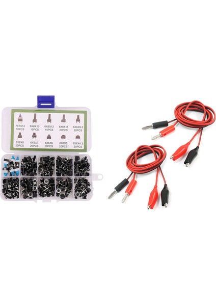 2 Adet Timsah Klipsinden Muz Tapası Multimetre Test Kurşun 180PCS Dokunsal Itme Düğmesi Anahtarı Mikro Tetik (Yurt Dışından)