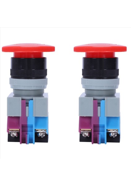 2x Ac 600V 10A Kırmızı Acil Durum Push Düğme Anahtarı 22MM Nc Nc (Yurt Dışından)