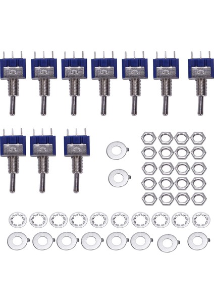 10 Pcs Ac 125V 6A Amps Açık/on 2 Konum Dpdt Geçiş Anahtarı (Yurt Dışından)
