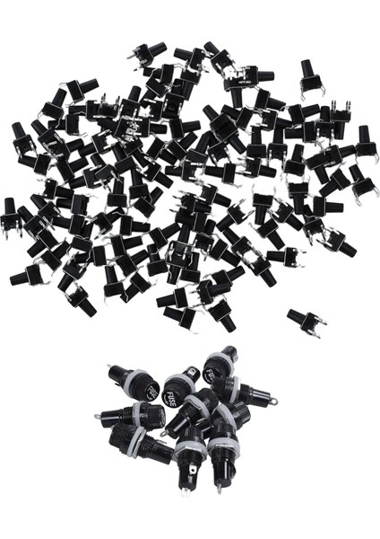 100 Adet 6 x 6mm x 9 5mm Dokunsal Dokunma Itme Düğmesi Anahtarı ve 10PCS 10A Ac 250V 5mm x 20MM Plastik Sigorta Tutucu Soketi (Yurt Dışından)