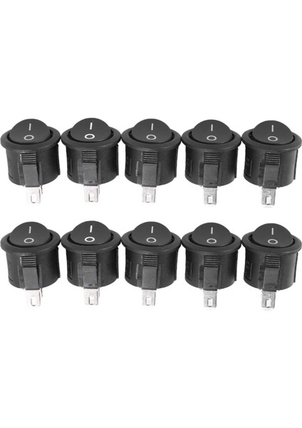 10 Pcs Spst Siyah Düğmesi Aç/kapalı Yuvarlak Rocker Anahtarı Ac 6A/125V 3A/250V (Yurt Dışından)