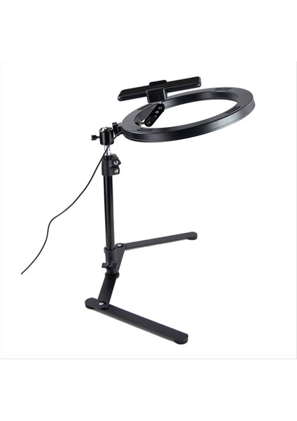 Masaüstü LED Selfie Uzaktan Kumandalı Halka Işık, Telefon Standı Tutucu Dairesel Dolgulu Video Lambası, Tripodlu Kısılabilir USB Halka Işık (Yurt Dışından)