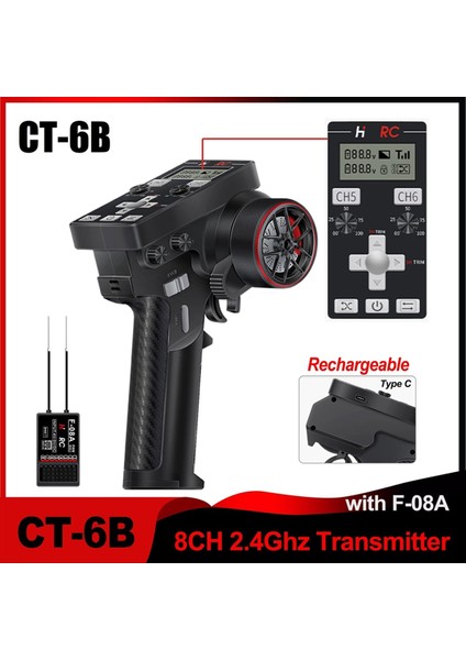 Ct-6b 8ch Verici Uzaktan Kumanda 2.4ghz Rc, F-08A 8 Kanal Pwm Alıcı Jiroskoplu Araba Tekne Tankı Için (Yurt Dışından) fiyatları