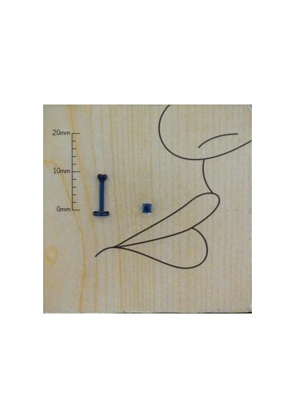 Cerrahi Çelik Lacivert Zirkon Taşlı Lacivert Dudak Piercing - Bar Boy 8 Mm- 1 Adet