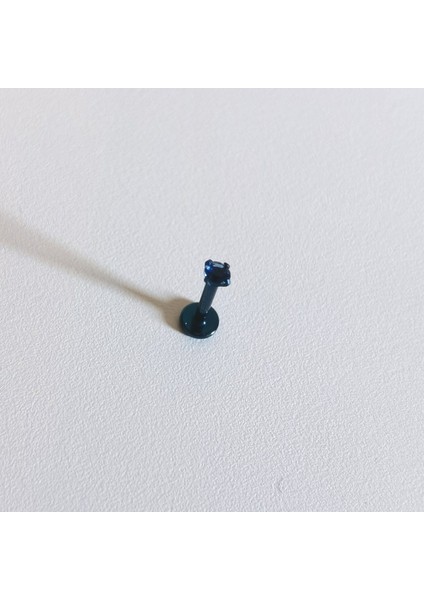 Cerrahi Çelik Lacivert Zirkon Taşlı Lacivert Dudak Piercing - Bar Boy 8 Mm- 1 Adet fiyatları