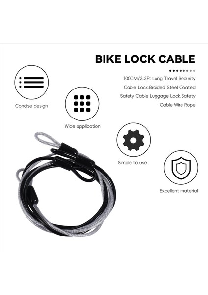 100CM/3,3FT Uzunluğunda Seyahat Güvenlik Kablosu Kilidi, Örgülü Çelik Kaplamalı Güvenlik Kablosu Bagaj Kilidi, Güvenlik Kablosu Teli Ipi (Yurt Dışından) fırsatları