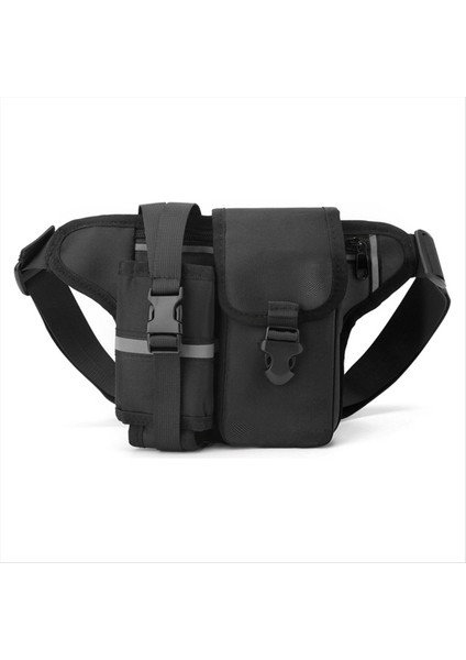 Su Geçirmez Naylon Yürüyüş Fanny Pack Sports Serseri Çantası Şişe Tutucu Telefon Spor Kemer Bel Çantalar Siyah (Yurt Dışından)