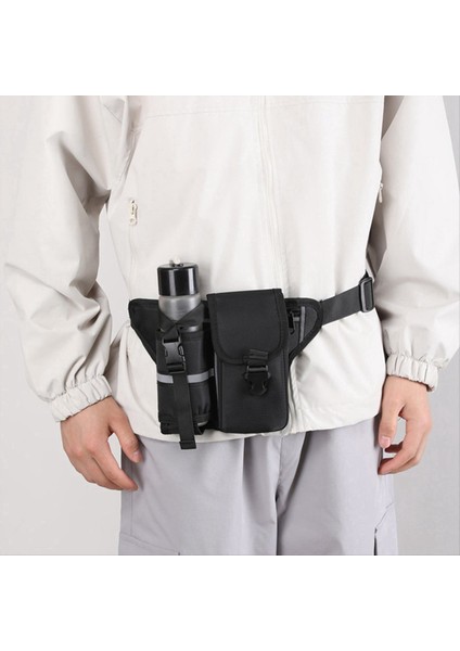 Su Geçirmez Naylon Yürüyüş Fanny Pack Sports Serseri Çantası Şişe Tutucu Telefon Spor Kemer Bel Çantalar Siyah (Yurt Dışından) fiyatları