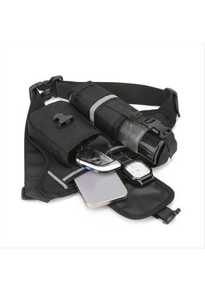 Su Geçirmez Naylon Yürüyüş Fanny Pack Sports Serseri Çantası Şişe Tutucu Telefon Spor Kemer Bel Çantalar Siyah (Yurt Dışından) indirimleri