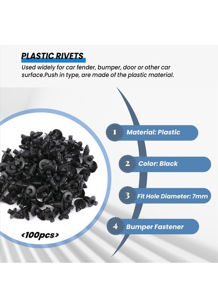 7mm Delikli Plastik Perçinler Bağlantı Elemanı Otomatik Araba Çamurluk Tampon Itme Klipleri 100 Adet (Yurt Dışından) indirimleri