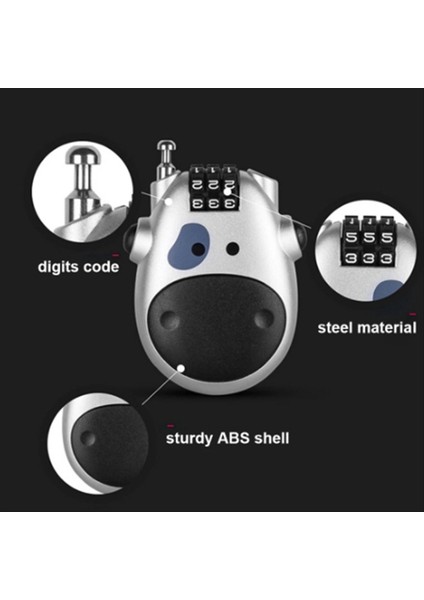 Teleskopik Kodlu Kilit Karikatür Inek Kilidi, Geri Çekilebilir Çelik Kablo Çelik Kablo Şifresi Kilit Aksesuarı (Yurt Dışından) modelleri