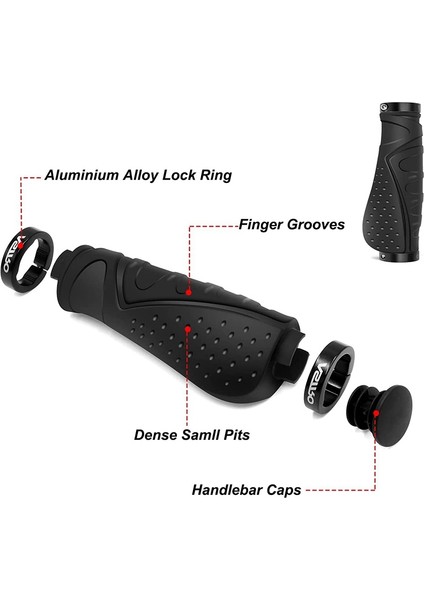 Astro Ergonomik Bisiklet Tutarlar Mountain Bisiklet Çıkarma Olmayan Handbar Grips 22.2mm Bisiklet/dağ Bisikleti/scooter/yol Bisikleti, Siyah (Yurt Dışından) modelleri