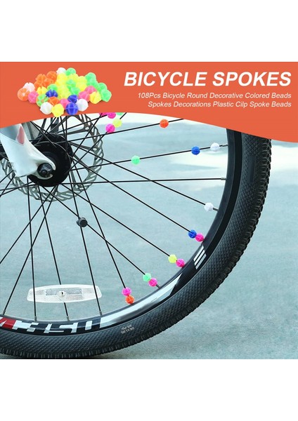 108PCS Bisiklet Yuvarlak Dekoratif Renkli Boncuklar Konuşmacıları Süslemeler Plastik Cilp Konuşan Boncuklar (Yurt Dışından) fırsatları