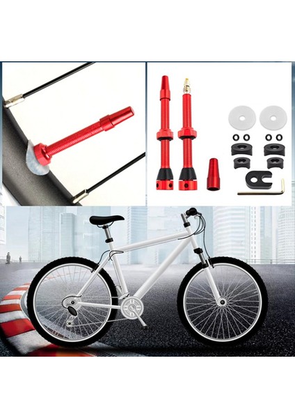 Tubeless Hava Valfı, Mountain Road Bike Tubeless Jant Valfleri Için Mtb Set Bisiklet Yedek Parçaları Ek KIRMIZI-44MM (Yurt Dışından) fiyatları