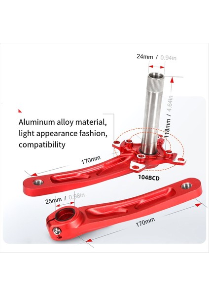 Tanke Crankset 170MM Bisiklet Zincirleme Hollow Entegre Krankset 34T/36T Bisiklet Kare Delik Fincan Krank Siyah (Yurt Dışından) modelleri