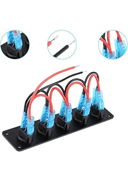 5 Bit Kedi Göz Kombinasyonu Açık Mavi Işıklı Panel Değiştirilmiş Rocker Anahtarı ile Gemi Tipi Anahtar (Yurt Dışından) indirimleri