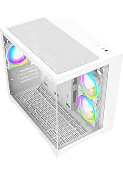 Beyaz 3 Rgb Fanlı Temperli Cam Panel Boş M-Atx Gaming Oyuncu Bilgisayar Kasası 110 mm CPU Soğutucu Desteği indirimleri