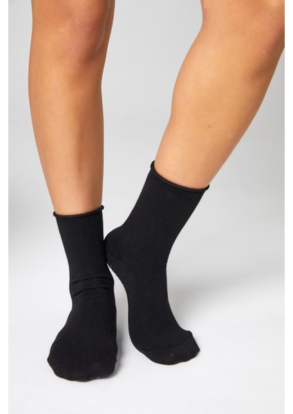 Bambu Kaydırmaz Taban Silikon Baskı Umre Tavaf Umre Hamile Yoga Siyah Lastiksiz Çorap 3'lü