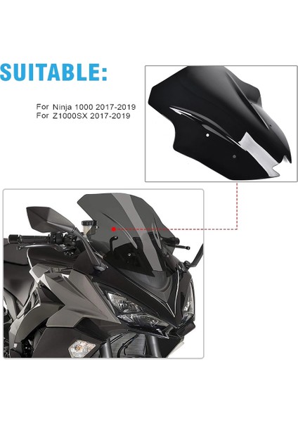 Kawasaki Ninja 1000 Z1000 Z 1000 Sx Z1000SX 2017-2019 Için Motosiklet Ön Ön Cam Ön Cam (Yurt Dışından) indirimleri