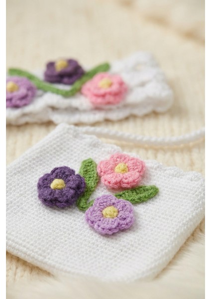 El Örgüsü Kız Çocuk Omuz Çantası ve Saç Bandı Seti - Winter Blossom - Beyaz fiyatları