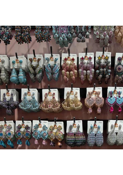 Geometrik Renkli Çiçekler Zirkonya Püskül Küpe Hafif Lüks Yüksek Duyu Küpe Narin Lüks Küpe Kadın (Yurt Dışından) fiyatları