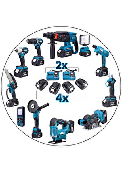 11'li Set Darbeli Akülü Vidalama 350 nm Tork ve 4 Akü ile Ergonomik Taşıma Çantası