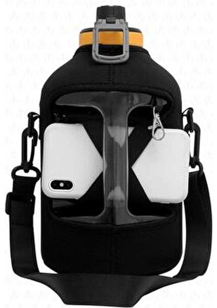 Winta Motivasyonel Su Matarası 2.5 Lt Siyah Bpa İçermez Ahşap Tasarımlı 12 cm Boyut