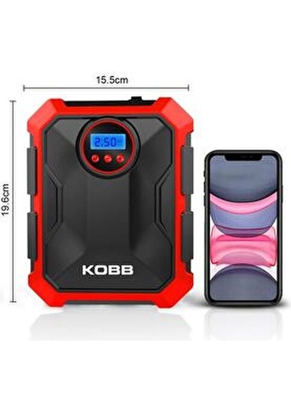 KB200 12VOLT 150 PSI Ayarlanabilir Dijital Basınç Göstergeli Hava Lastik Şişirme Pompası 15x19x7 cm