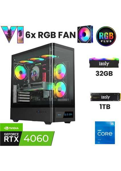 X8 I5 12400F 32GB Ddr4 Ram 1tb Nvme M.2 SSD RTX4060 8gb Oyuncu Masaüstü Bilgisayarı