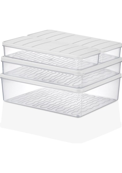 4'lü Set Nora Organizer Buzdolabı Buzluk Düzenleyici Saklama Kabı ( 1 Adet 4 Lt. 1 Adet 2,25 Lt. 2 Adet 1 Lt. )