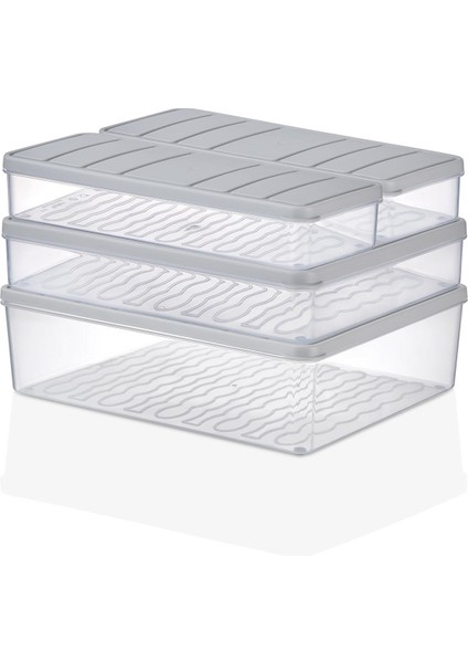 4'lü Set Nora Organizer Buzdolabı Buzluk Düzenleyici Saklama Kabı ( 1 Adet 4 Lt. 1 Adet 2,25 Lt. 2 Adet 1 Lt. )