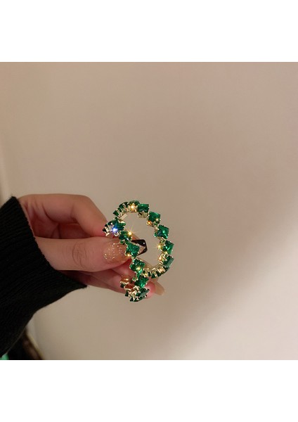 Yeşil Zirkon Çiçek Geometrik Küpeler Mizaç Çok Yönlü Küpeler Hafif Lüks Üst Düzey Küpe Tasarım Hissi (Yurt Dışından)