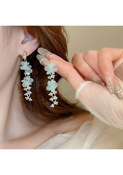 Avrupa ve Amerika Birleşik Devletleri'nde Gümüş Iğne Yapay Zirkonya Kristal Modelleri Aşk Küpeleri Moda (Yurt Dışından)