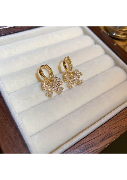 Gümüş Iğne Işık Lüks Moda Elmas Zirkonya Çiçekler Püskül Küpe Soğuk Küpe Net Kırmızı (Yurt Dışından)