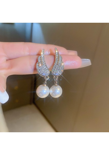 Gümüş Iğne Işık Lüks Moda Elmas Zirkonya Çiçekler Püskül Küpe Soğuk Küpe Net Kırmızı (Yurt Dışından)