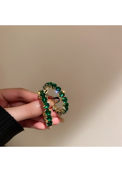 Yeşil Zirkon Çiçek Geometrik Küpeler (Yurt Dışından)