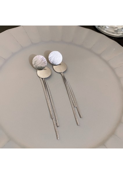 Gümüş Iğne Işık Lüks Moda Elmas Zirkonya Çiçekler Püskül Küpe Soğuk Küpe Net Kırmızı (Yurt Dışından)