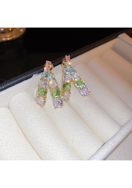 Yeşil Zirkon Çiçek Geometrik Küpeler (Yurt Dışından)