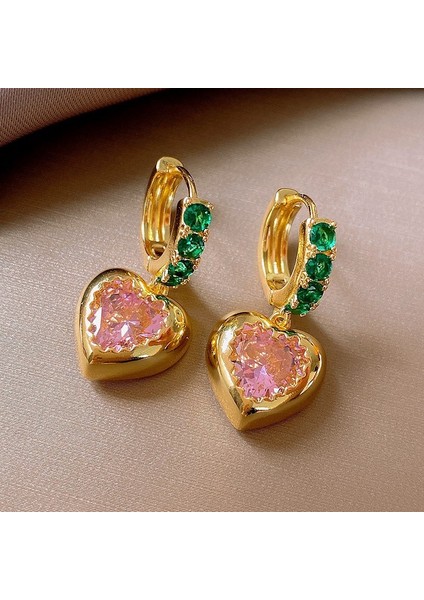 Yeşil Zirkon Çiçek Geometrik Küpeler (Yurt Dışından)