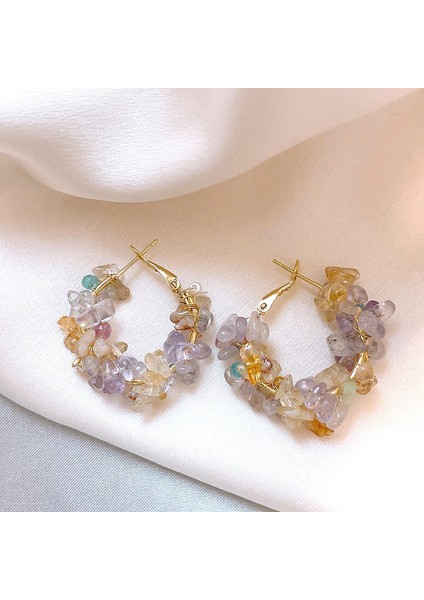 Gümüş Iğne Küçük Taze Mavi Reçine Lı Yuvarlak Küpeler (Yurt Dışından)