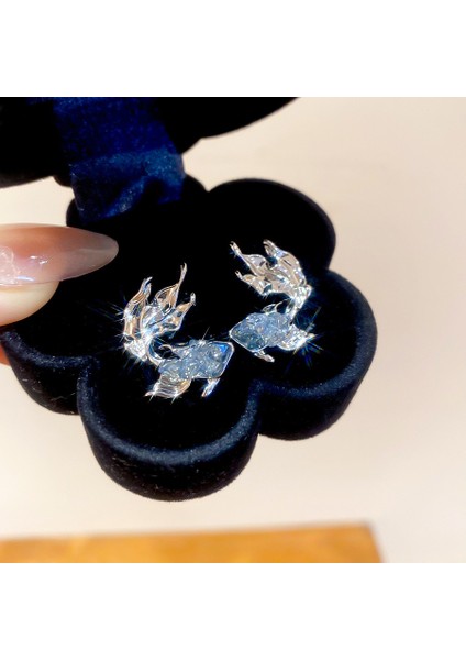 Gümüş Iğne Küçük Taze Mavi Reçine Lı Yuvarlak Küpeler (Yurt Dışından)