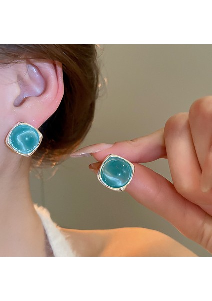Gümüş Iğne Küçük Taze Mavi Reçine Lı Yuvarlak Küpeler (Yurt Dışından) fiyatları