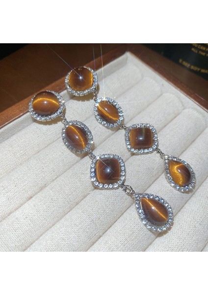 Geometrik Renkli Çiçekler Zirkonya Püskül Küpe Kadın (Yurt Dışından)