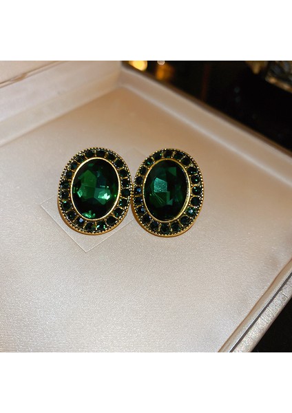 Yeşil Zirkon Çiçek Geometrik Küpeler (Yurt Dışından)