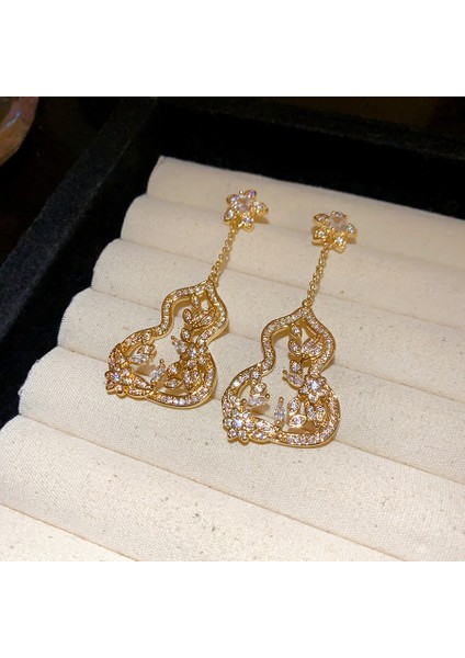 Geometrik Renkli Çiçekler Zirkonya Püskül Küpe Kadın (Yurt Dışından)