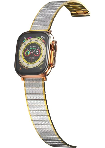 Apple Watch 42MM Made Metal Kordon - GÜMÜŞ-GOLD-(5796)