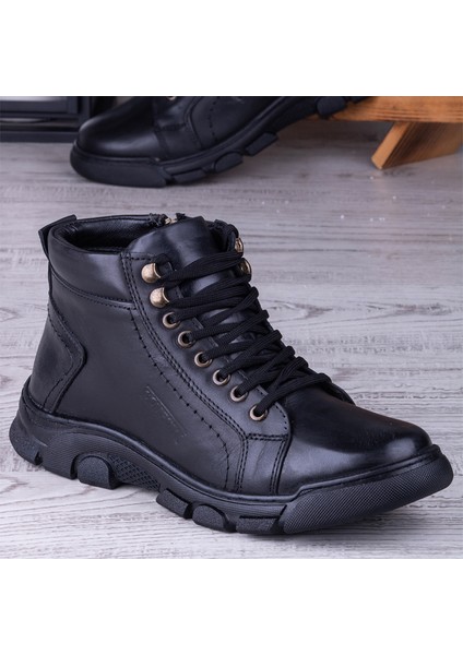 Fermuarlı Deri Bot Erkek Günlük Kışlık Bot