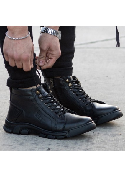 Fermuarlı Deri Bot Erkek Günlük Kışlık Bot indirimleri