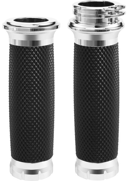 Motosiklet El Tutarlar 1 Inç 25MM Gidbar Grips Rail Için Kauçuk Kral Bobber Cafe Racer Silver (Yurt Dışından)