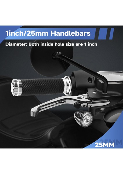 Motosiklet El Tutarlar 1 Inç 25MM Gidbar Grips Rail Için Kauçuk Kral Bobber Cafe Racer Silver (Yurt Dışından) indirimleri